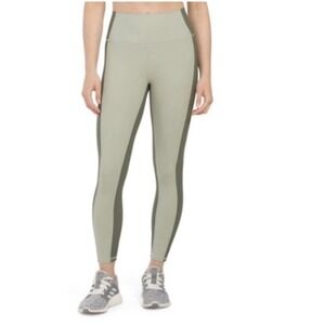 Wilo The Label Light Green With Dark Green Stripe Leggings High Rise Size Medium